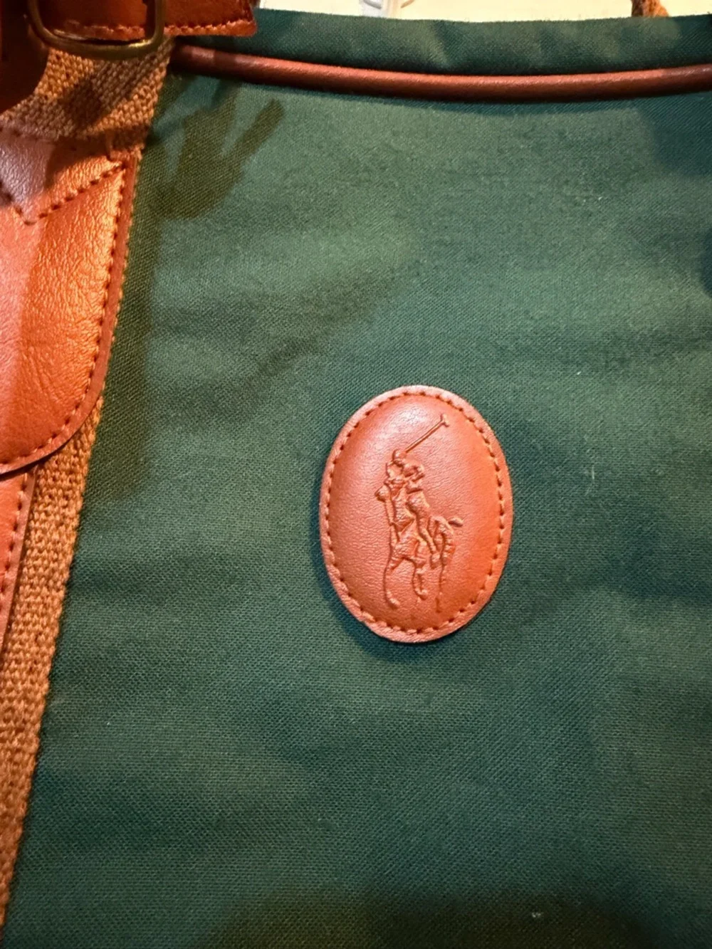 Polo Ralph Lauren Vintage Green Tan Soft Side Small Suitcase